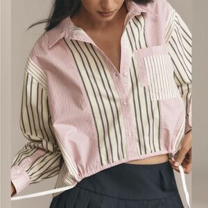 NWT Anthropologie Drawstring Buttondown Top